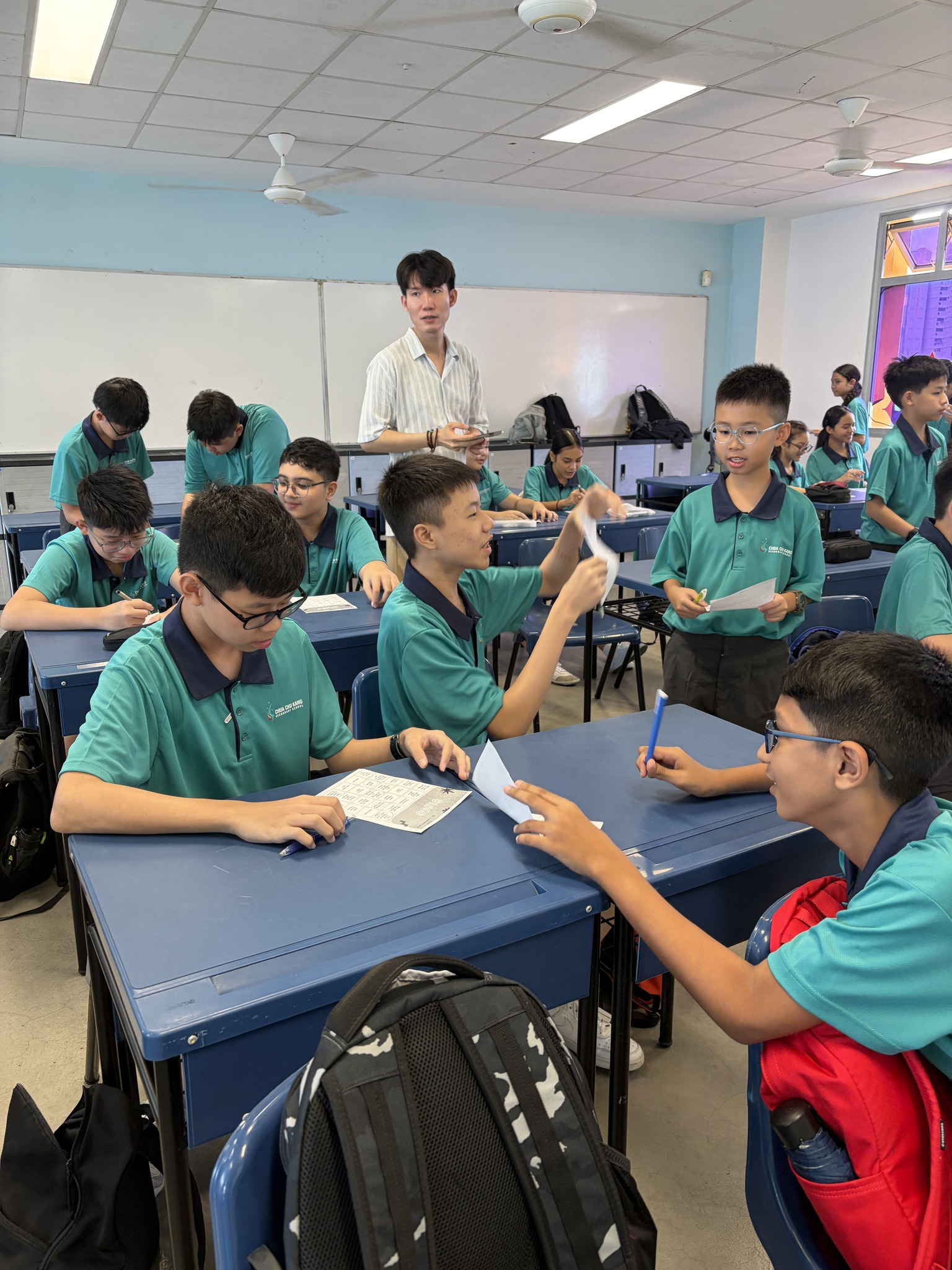 Students discuss and do an activity in class